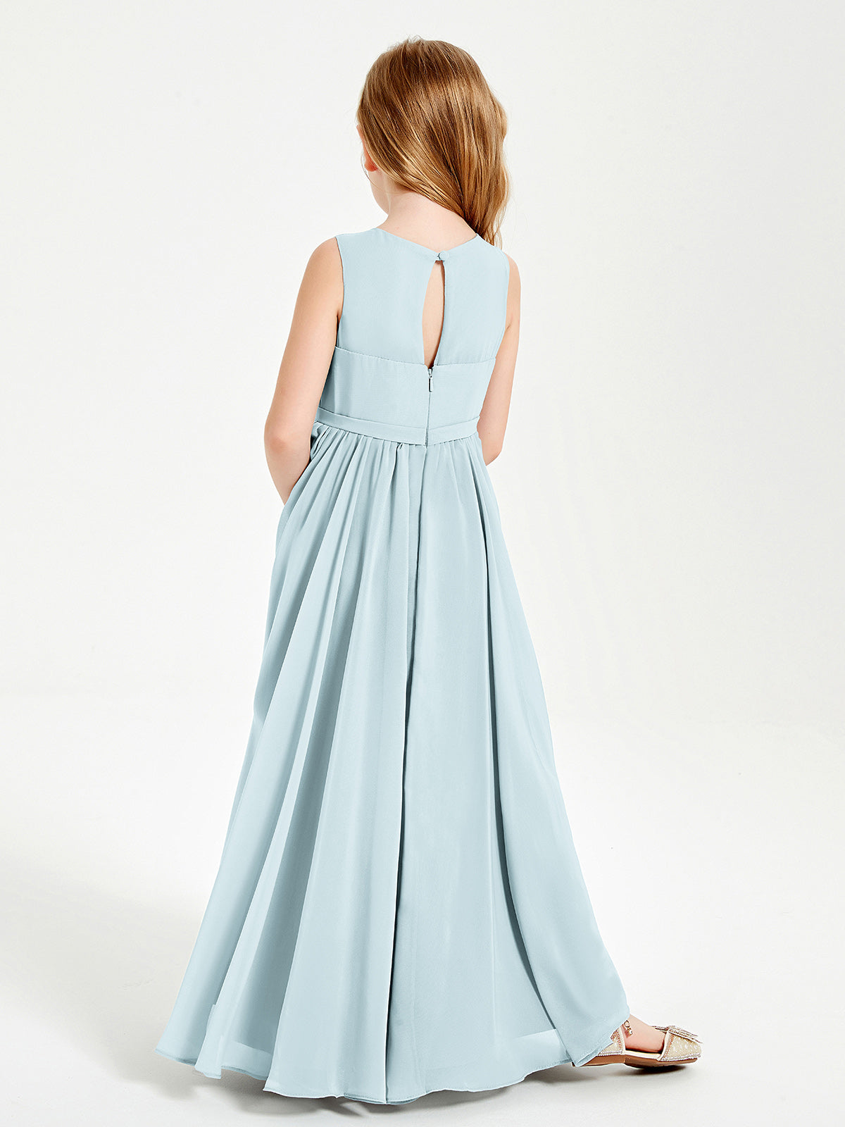 Chic Elegant Sleeveless Dresses for Junior Bridesmaids Mist